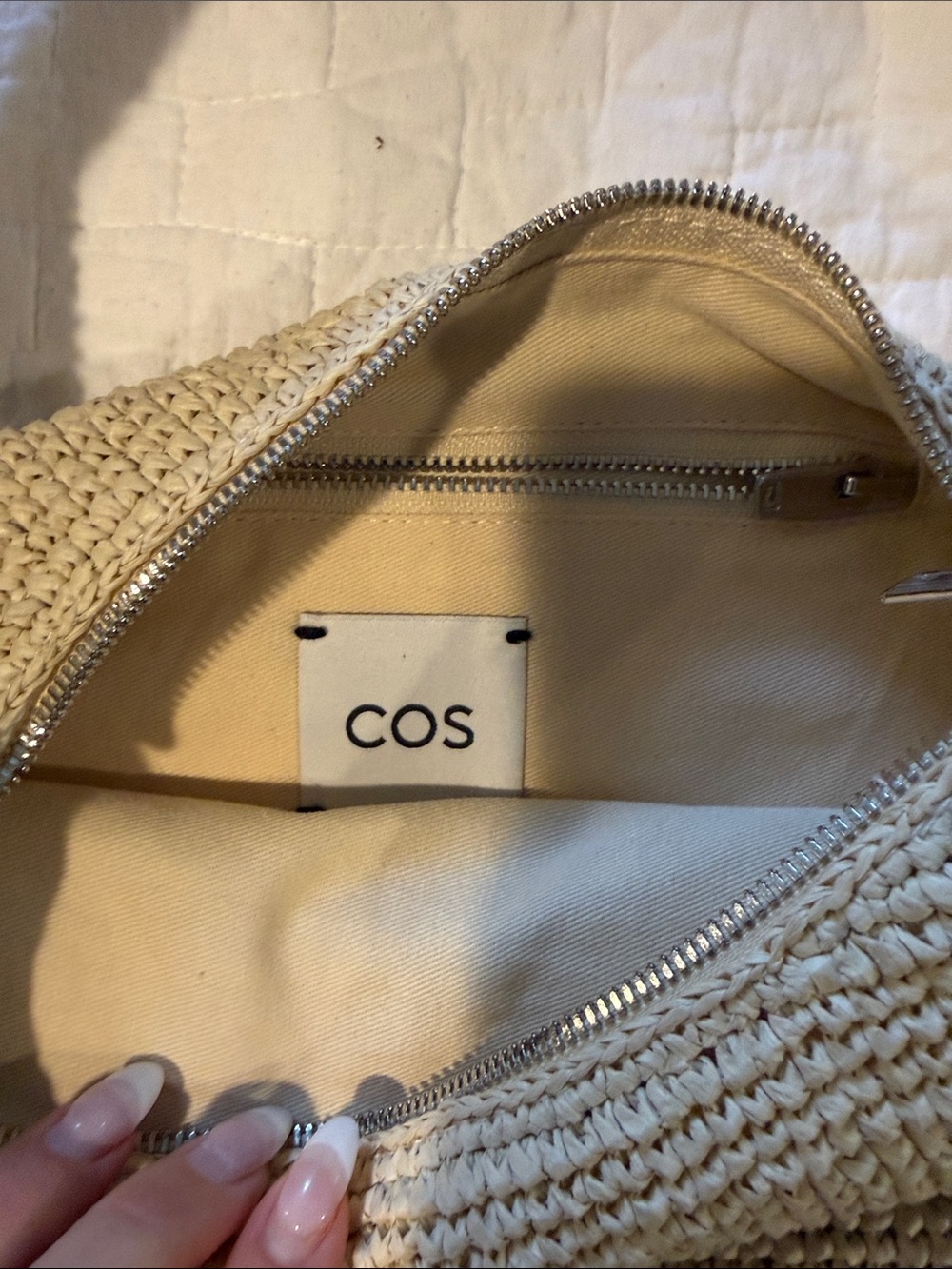 COS Neutral Woven Shoulder Bag - Beige Straw Hobo - Picture 2 of 2